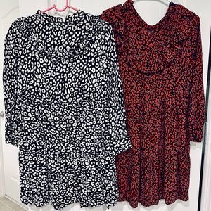 Zara 2 dresses xs cheetah print ruffles